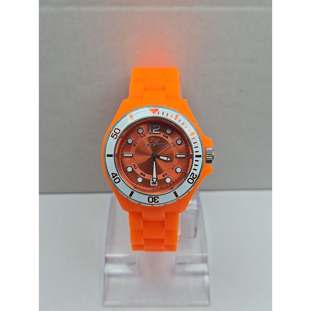 Seapro SP3218 Spring Orange Quartz Womens Watch Silicone 36mm New Battery WR30M